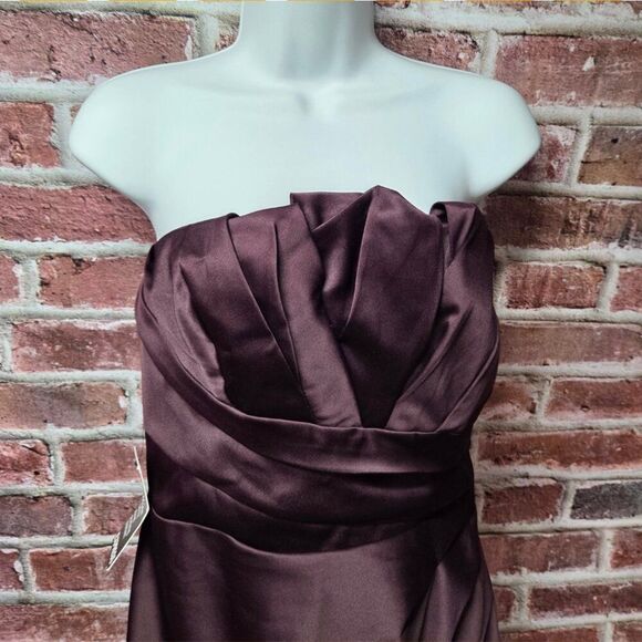 Express Purple Strapless Cocktail Dress Size 8 Satin Ruched Party Mini Formal - Picture 5 of 7